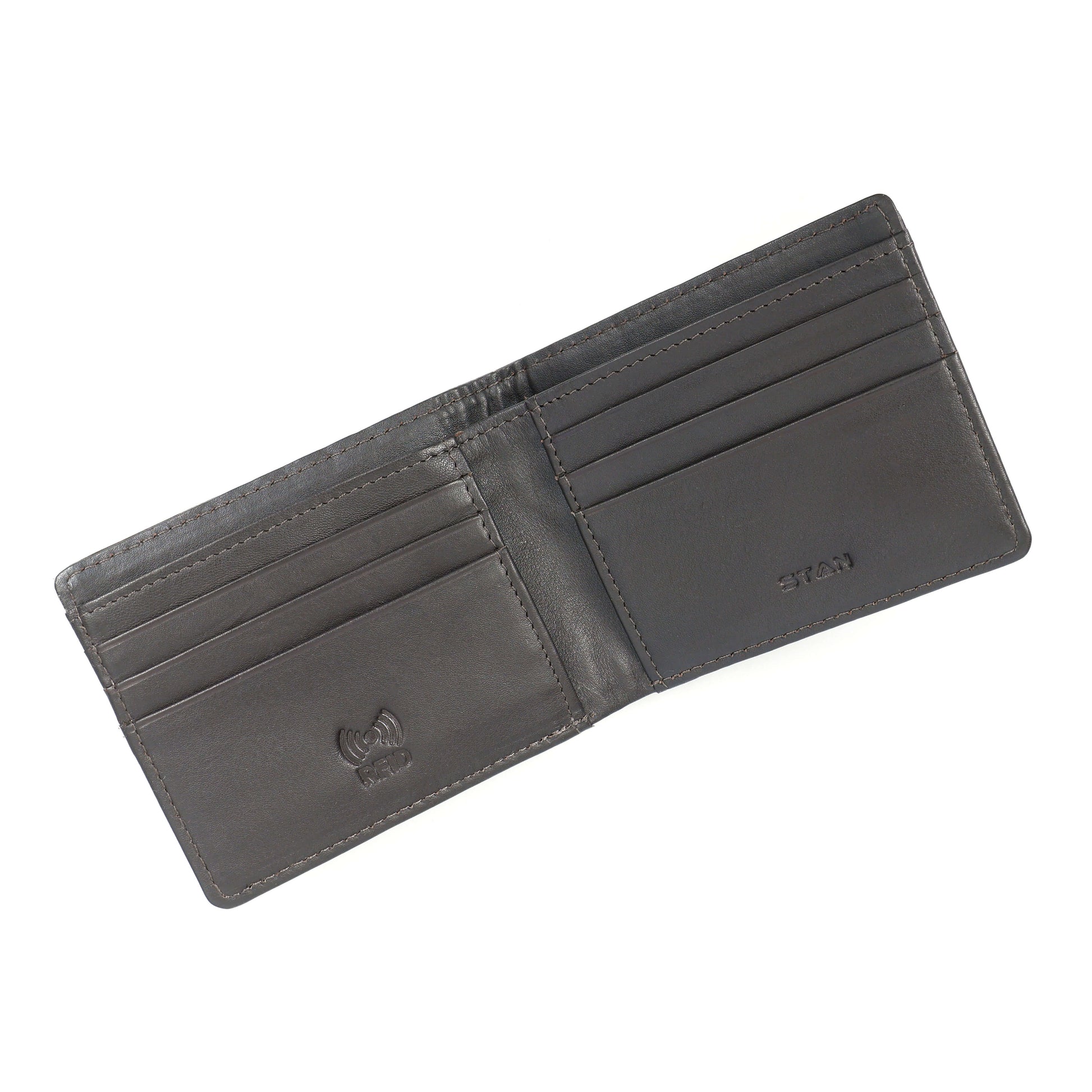 STAN Croc Baron Elite RFID Leather Mens Wallet Open Angle Mahogany Brown