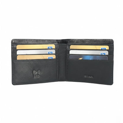 STAN Croc Baron Elite RFID Leather Mens Wallet Open Card Black