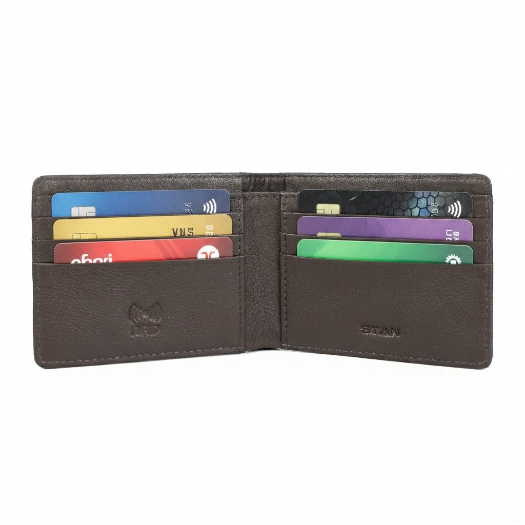 STAN Croc Baron Elite RFID Leather Mens Wallet Open Card Tan