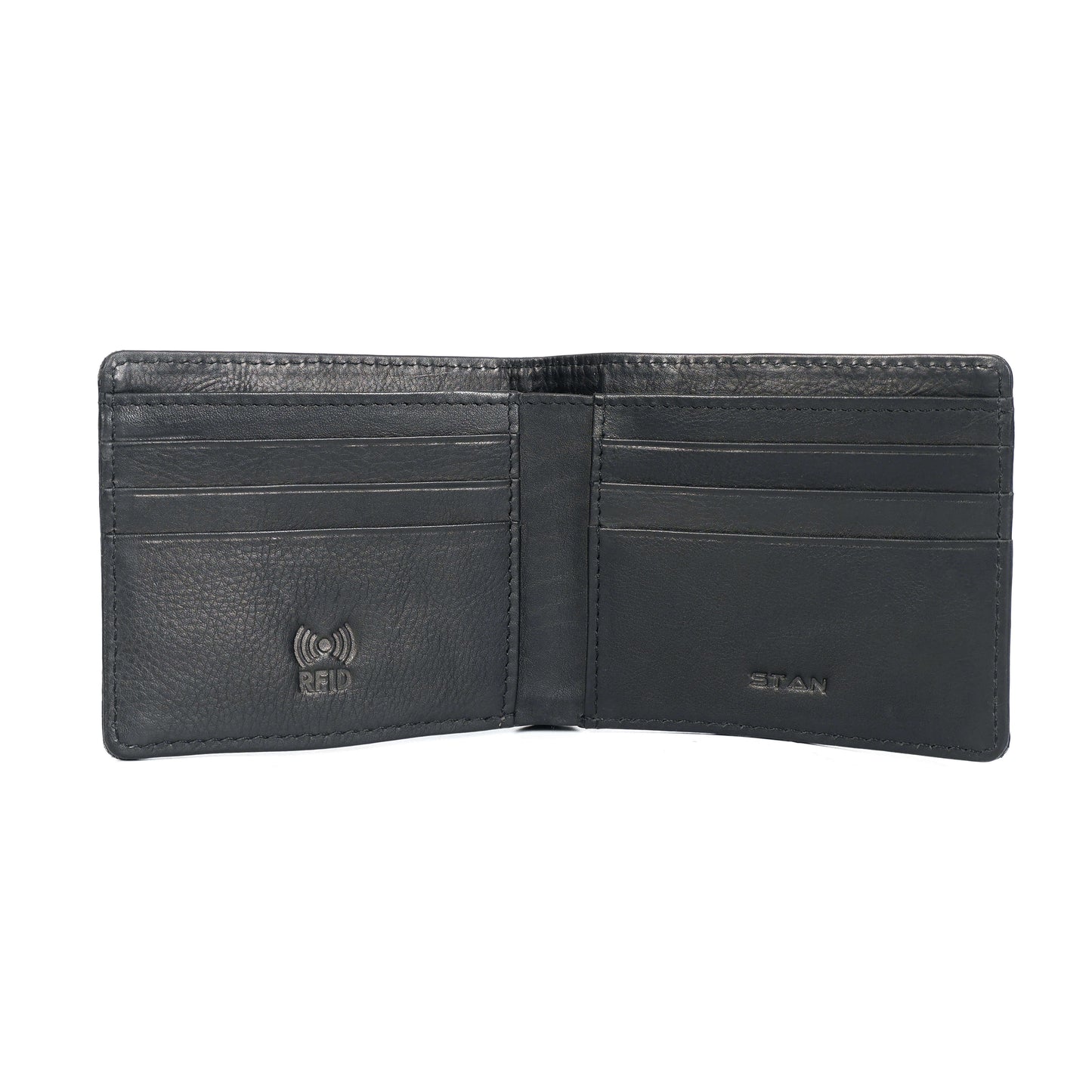 STAN Croc Baron Elite RFID Leather Mens Wallet Open Front Black