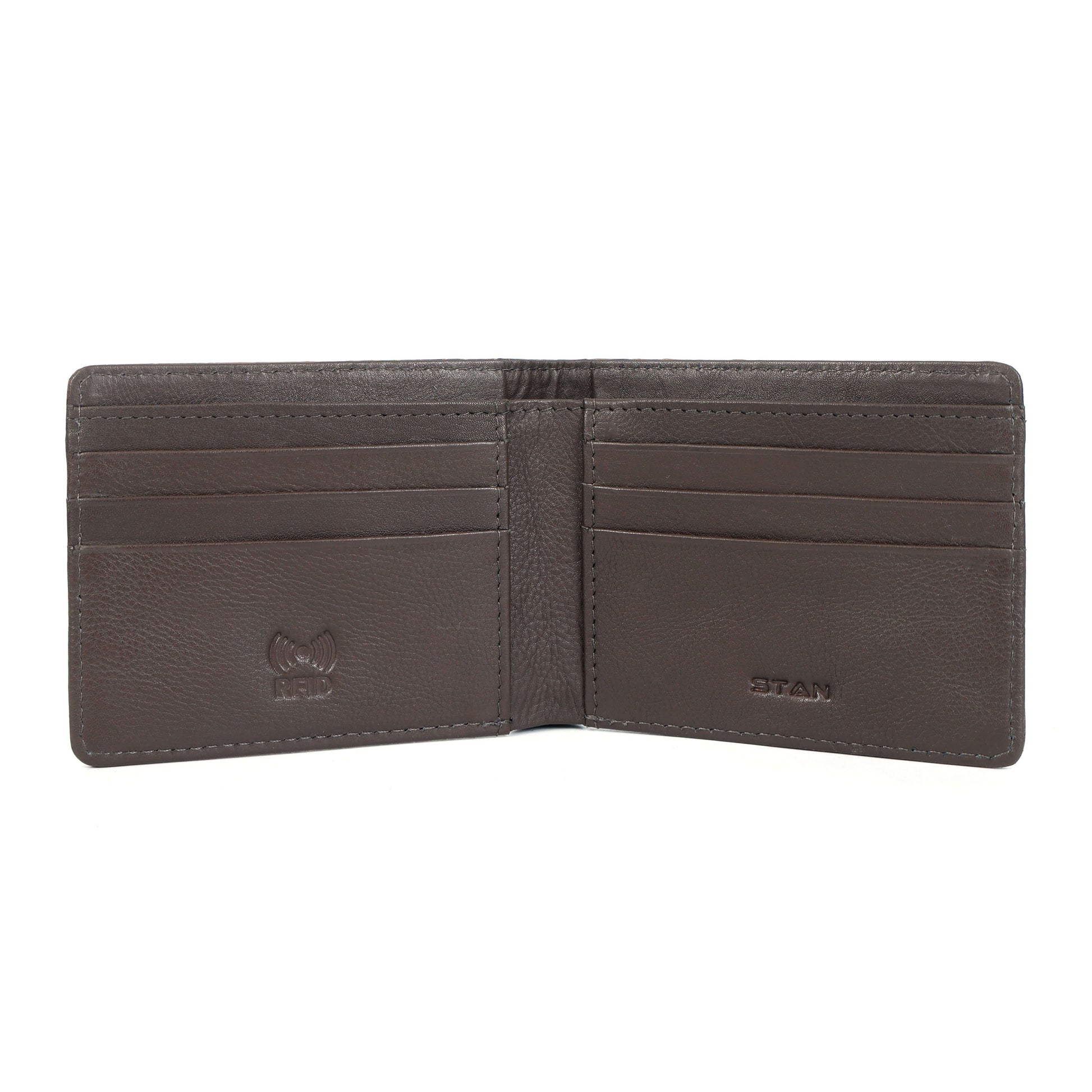 STAN Croc Baron Elite RFID Leather Mens Wallet Open Front Tan