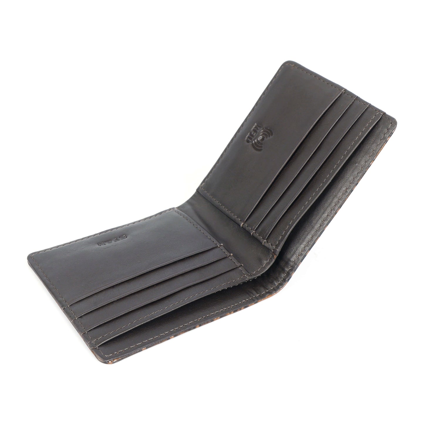 STAN Croc Baron Elite RFID Leather Mens Wallet Open Top Angle Mahogany Brown