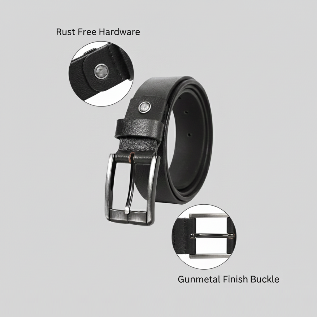 STAN Forge Leather Belt Men Closeup Black