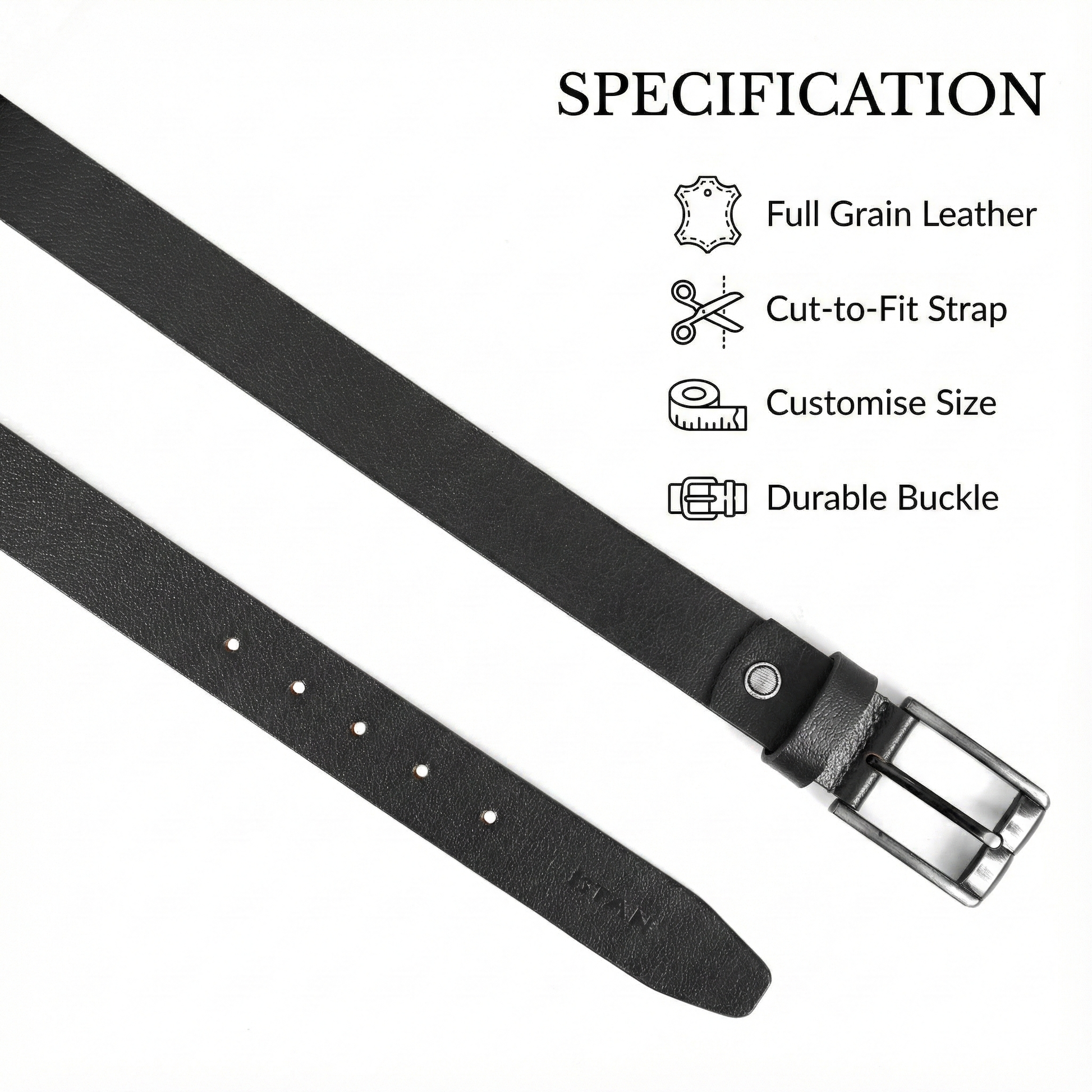 STAN Forge Leather Belt Men Details Black