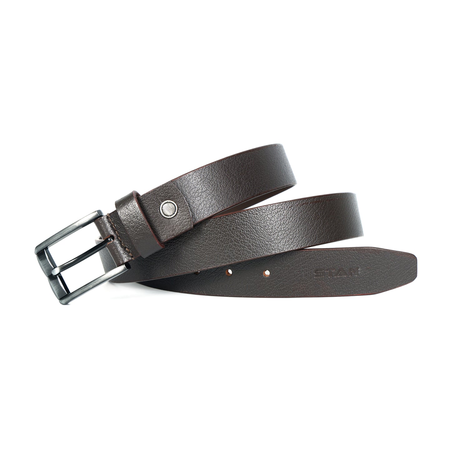 STAN Forge Leather Belt Men Front Espresso Brown