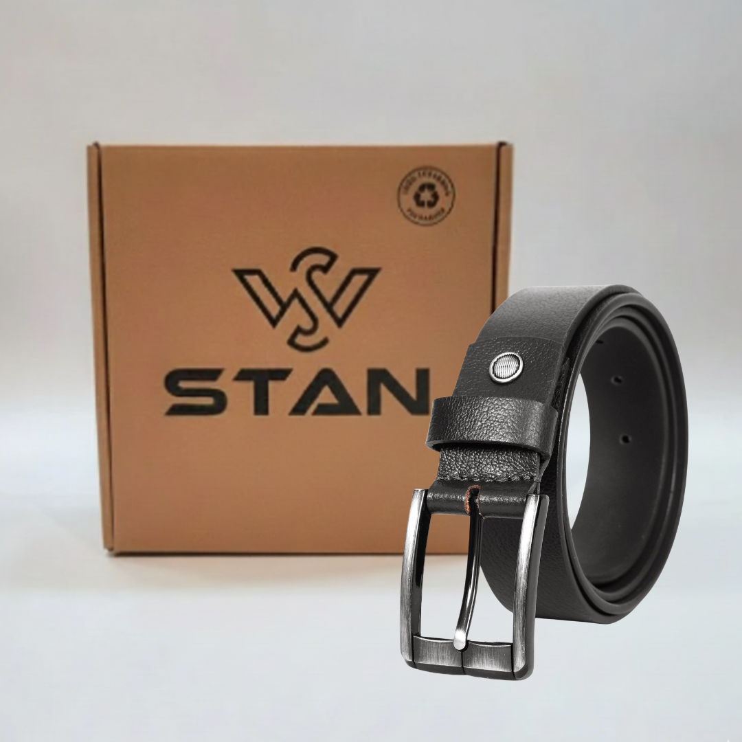STAN Forge Leather Belt Men with Box Black