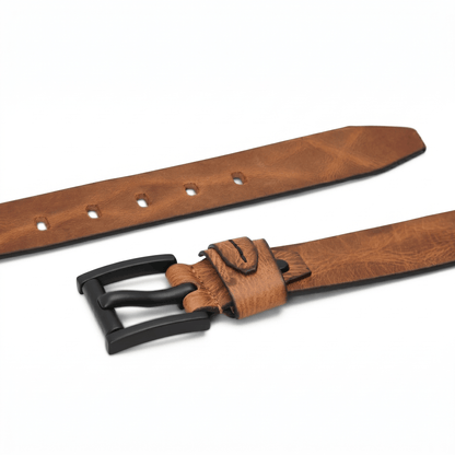 STAN Hammer Elite Mens Full Grain Leather Belt Flat Lay Saddle Tan