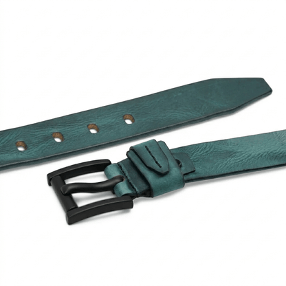 STAN Hammer Elite Mens Full Grain Leather Belt Flat Lay Teal Blue