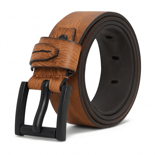 STAN Hammer Elite Mens Full Grain Leather Belt Rolled Saddle Tan