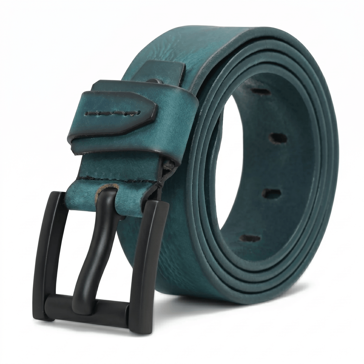 STAN Hammer Elite Mens Full Grain Leather Belt Rolled Teal Blue