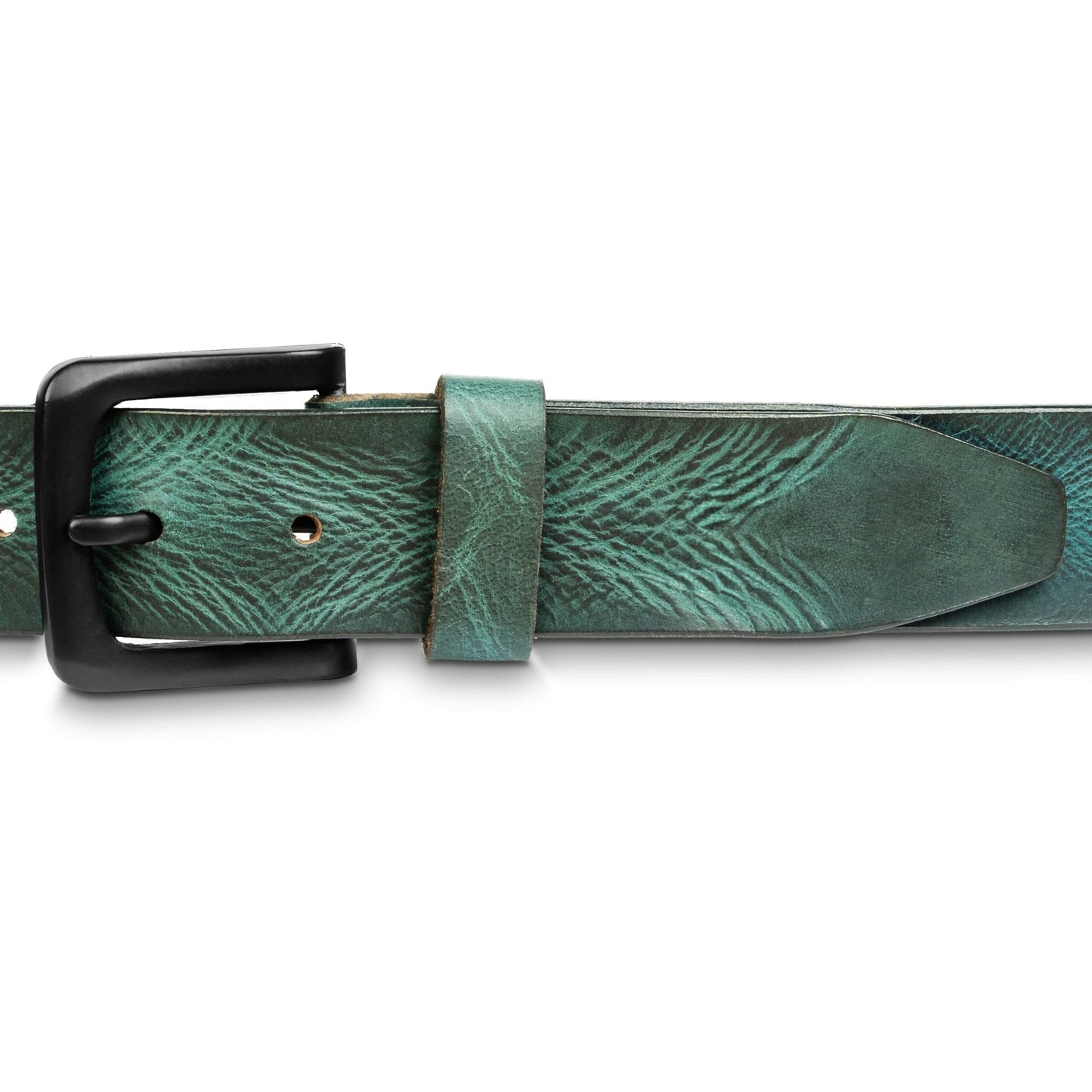 STAN Hammer Mens Full Grain Leather Belt Buckle Teal Blue