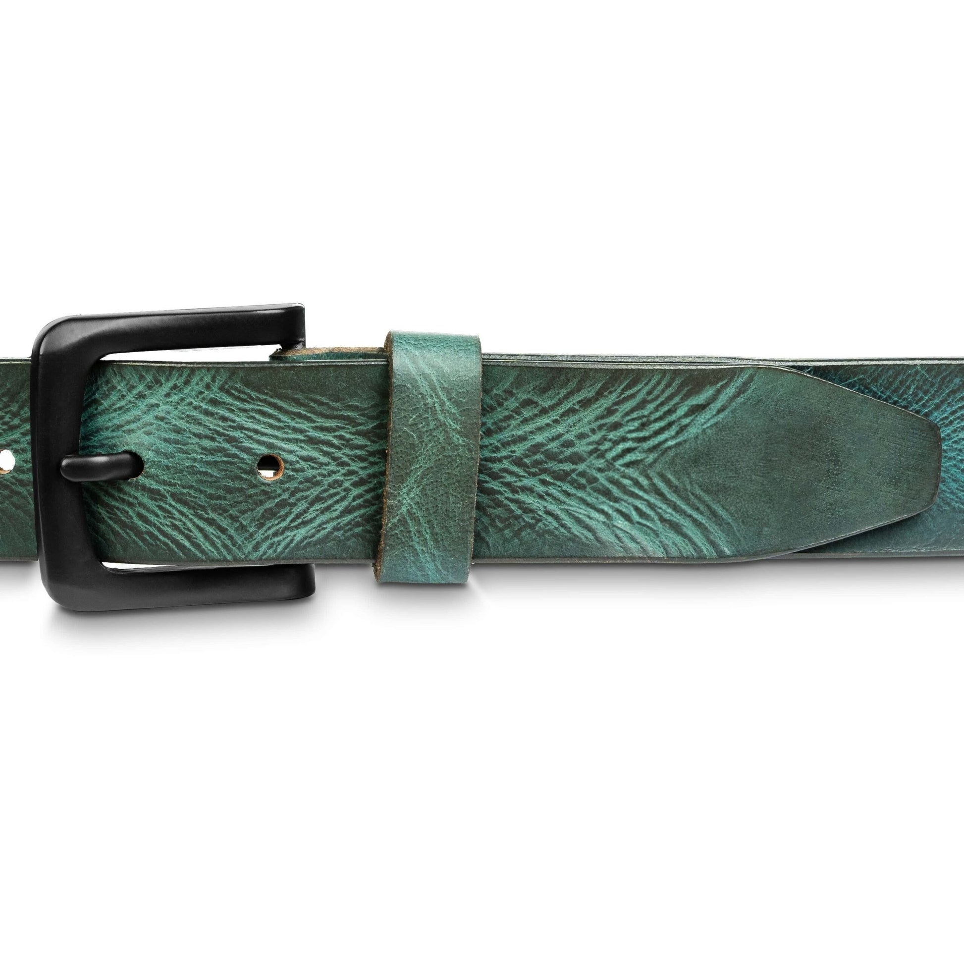 STAN Hammer Mens Full Grain Leather Belt Buckle Teal Blue
