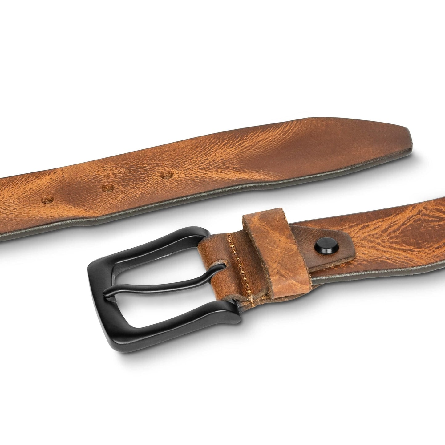 STAN Hammer Mens Full Grain Leather Belt Flatlay Saddle Tan