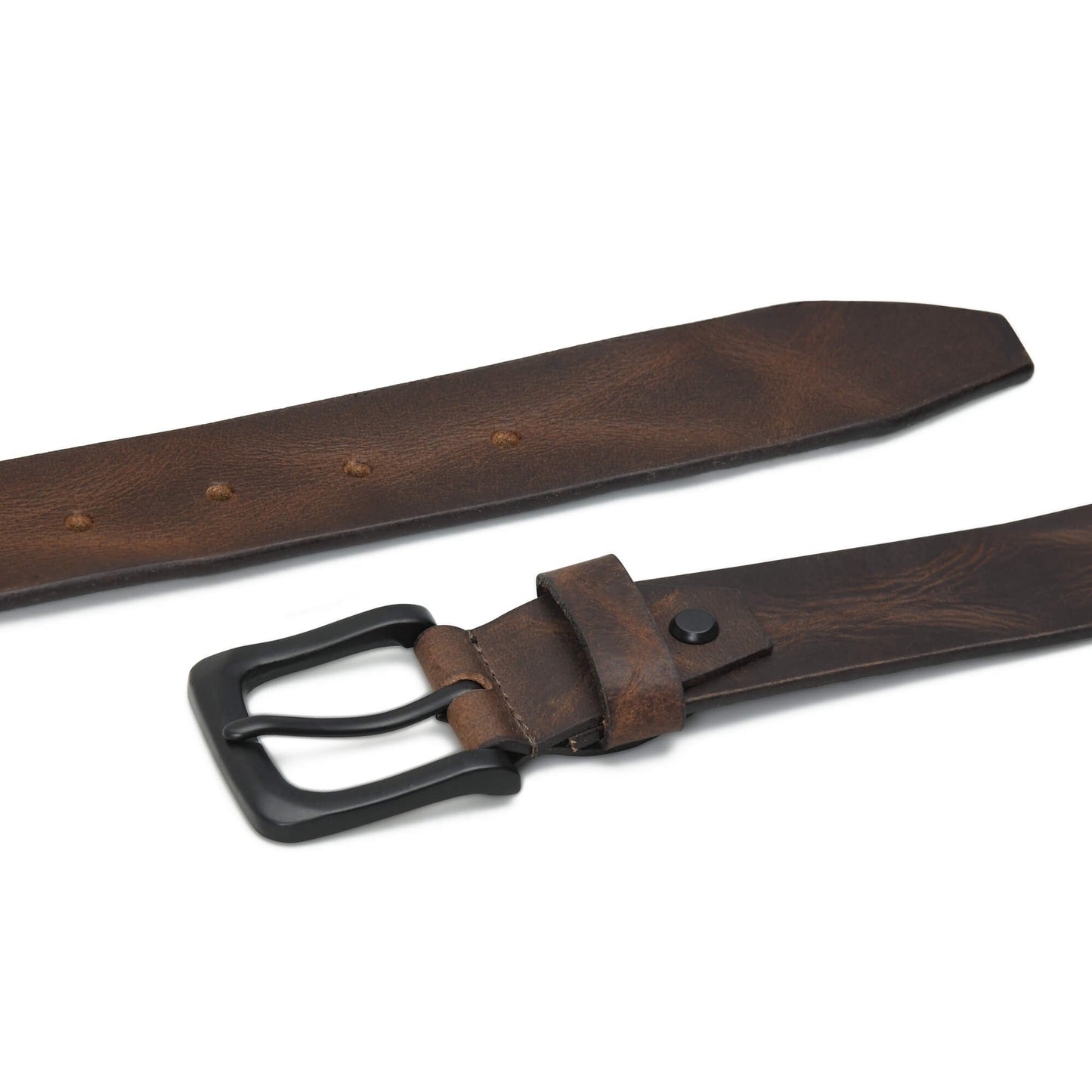 STAN Hammer Mens Full Grain Leather Belt Flatlayed Ironwood Brown