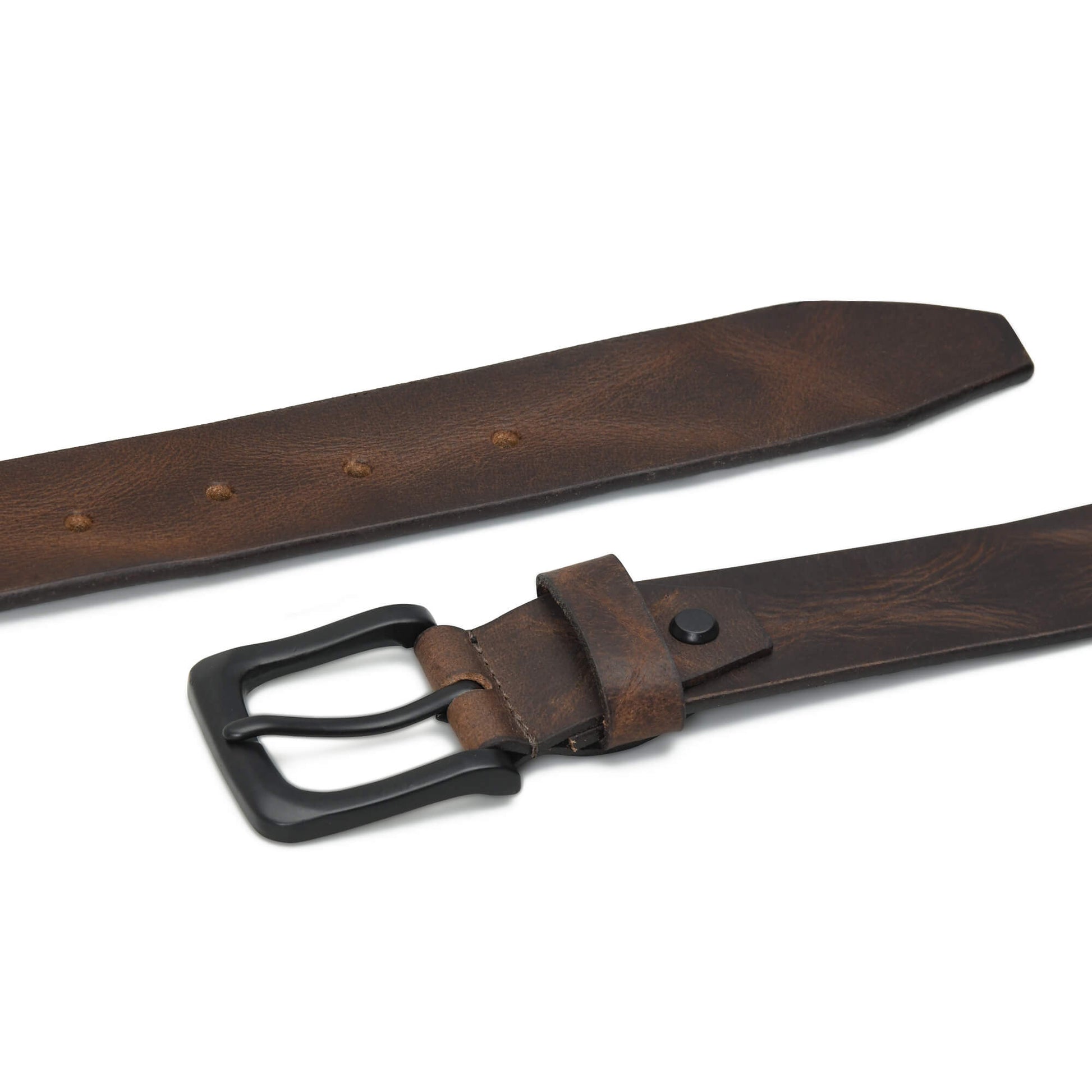 STAN Hammer Mens Full Grain Leather Belt Flatlayed Ironwood Brown