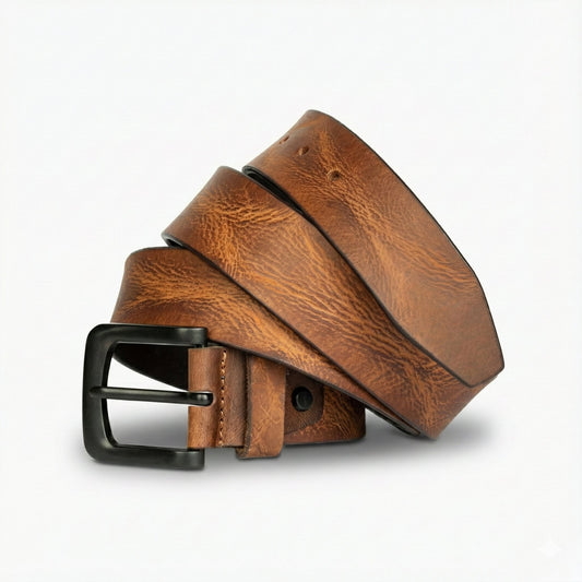 STAN Hammer Mens Full Grain Leather Belt Front Chestnut Brown