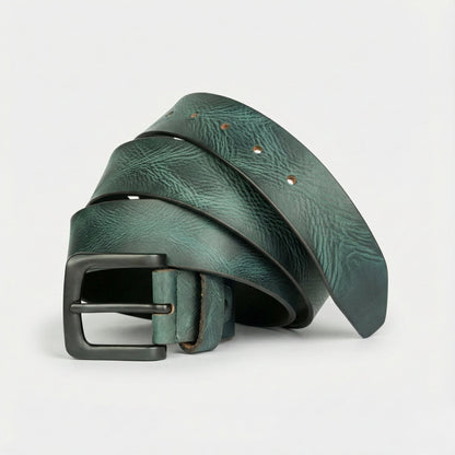 STAN Hammer Mens Full Grain Leather Belt Front Forest Green