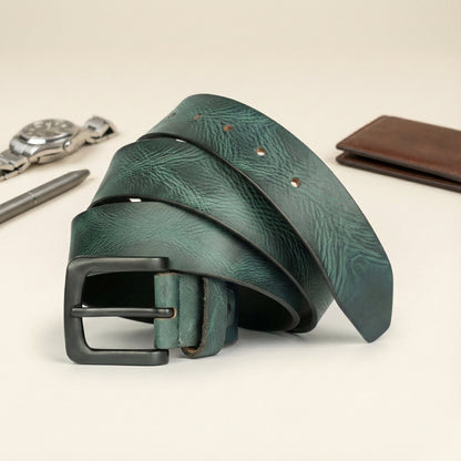 STAN Hammer Mens Full Grain Leather Belt Hero Forest Green