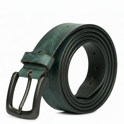 STAN Hammer Mens Full Grain Leather Belt Rolled Forest Green
