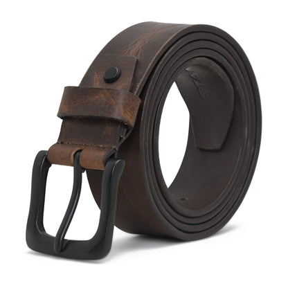 STAN Hammer Mens Full Grain Leather Belt Rolled Ironwood Brown
