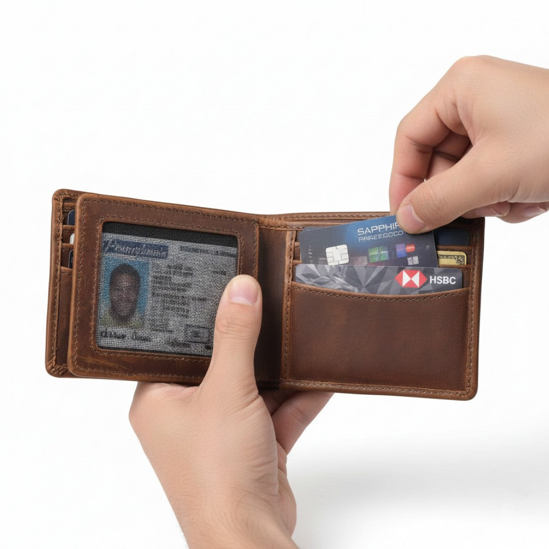 STAN Legacy Men RFID Wallet Card Pull Chestnut Brown