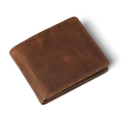 STAN Legacy Men RFID Wallet Flatlay Chestnut Brown