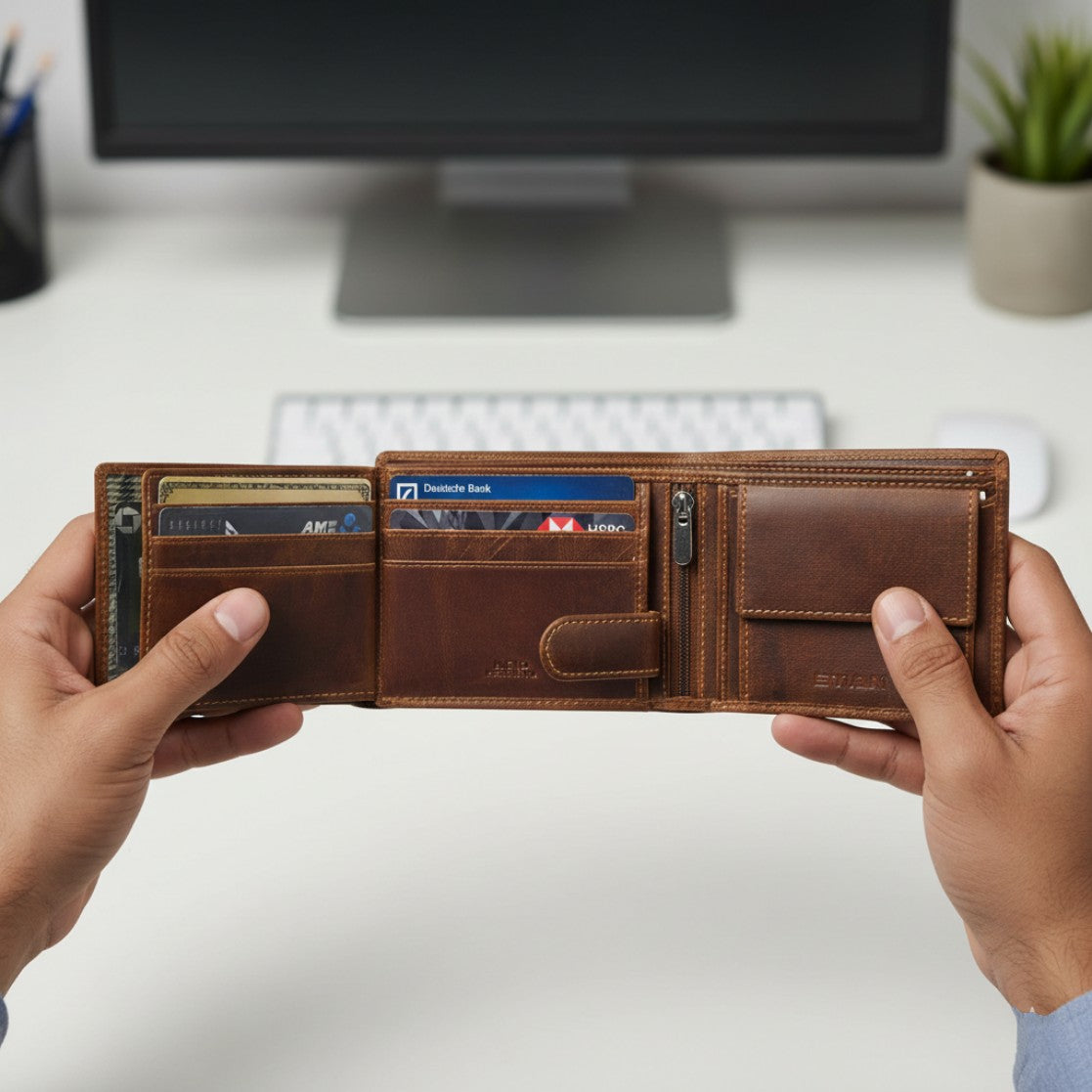 STAN Striker Mens RFID Leather Wallet Hero Chestnut Brown