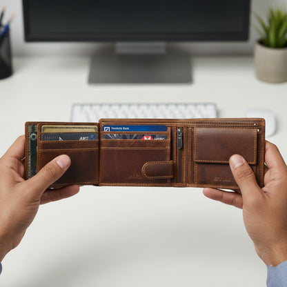 STAN Striker Mens RFID Leather Wallet Hero Chestnut Brown
