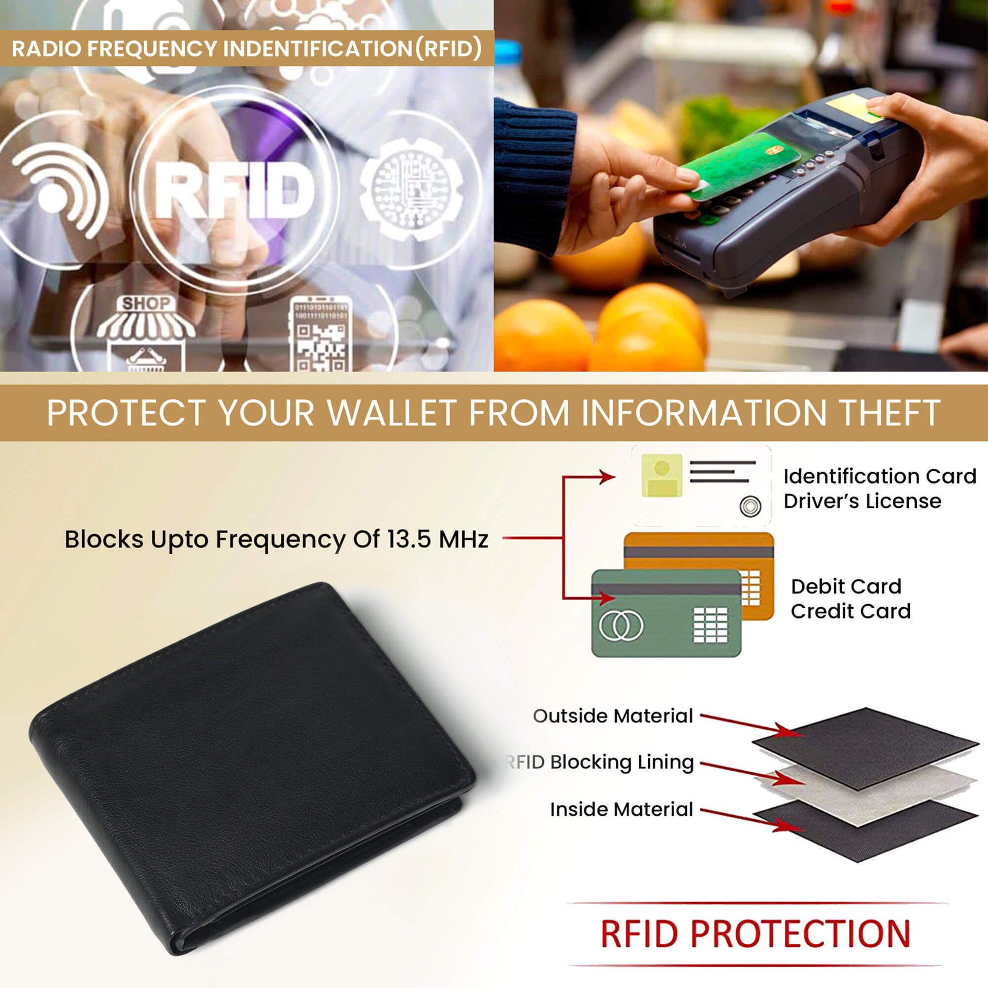 STAN Striker Mens RFID Leather Wallet RFID Black