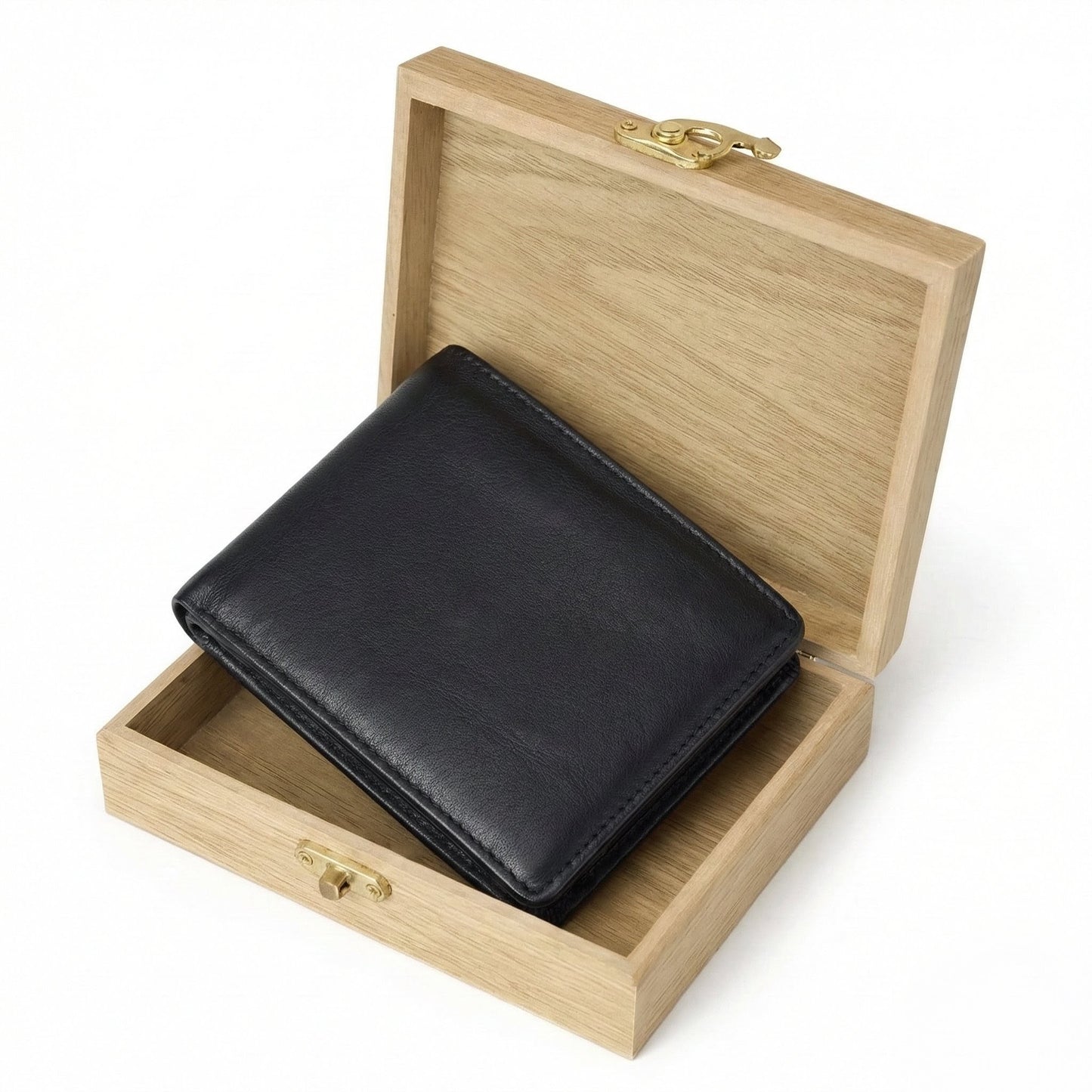 STAN Striker Mens RFID Leather Wallet in Wooden Box Black