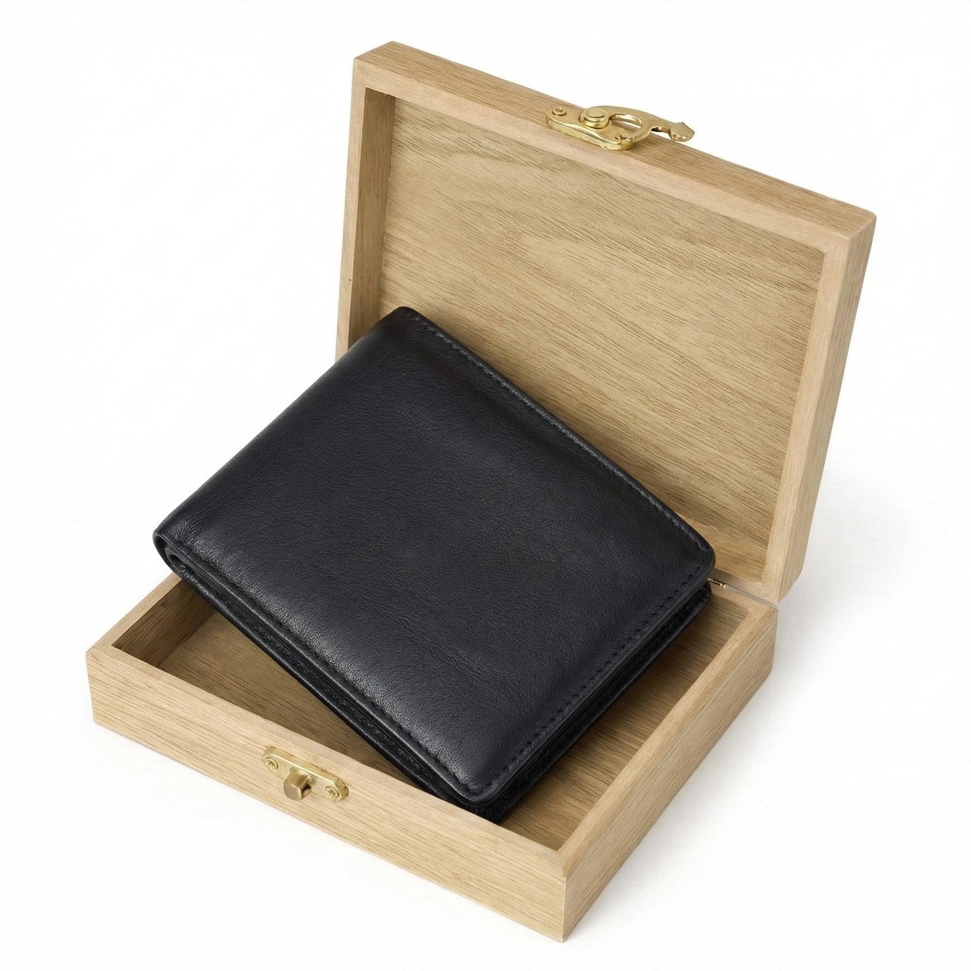 STAN Striker Mens RFID Leather Wallet in Wooden Box Black