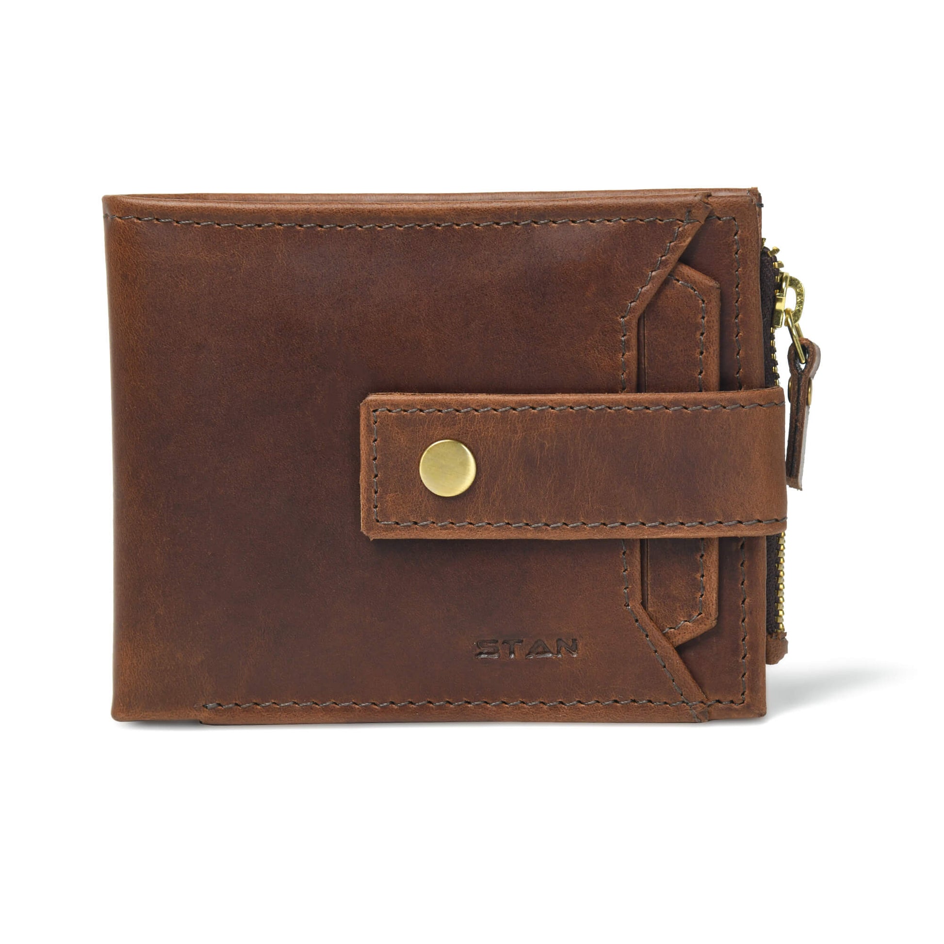 STAN Titan Mens RFID Leather Wallet Main Chestnut Brown