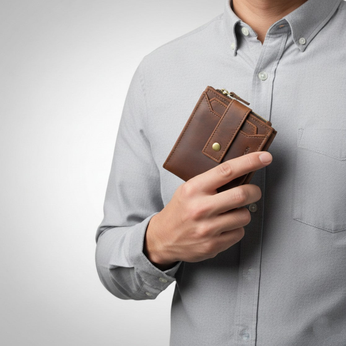 STAN Titan Mens RFID Leather Wallet Model Chestnut Brown