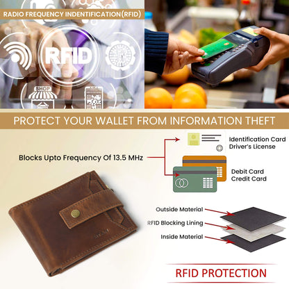 STAN Titan Mens RFID Leather Wallet RFID Chestnut Brown