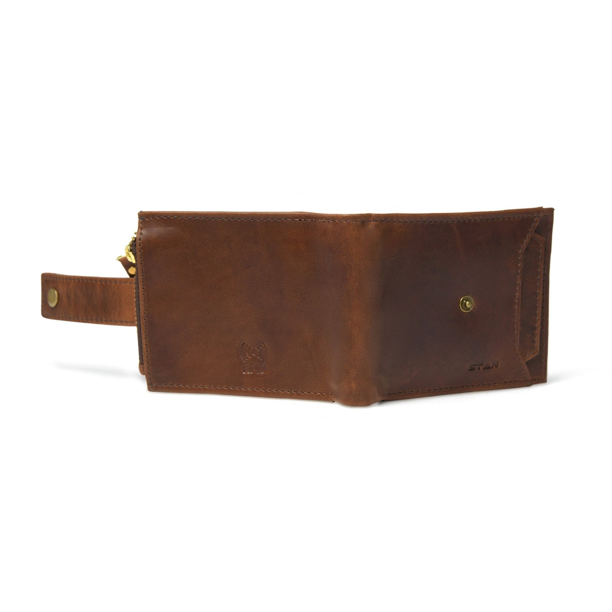 STAN Titan RFID Mens Leather Wallet Back Chestnut Brown
