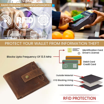 STAN Titan RFID Mens Leather Wallet RFID Chestnut Brown