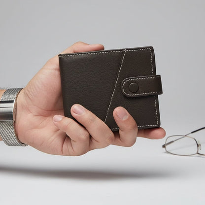 STAN Trovane Mens Leather Wallet Hero Charcoal Brown