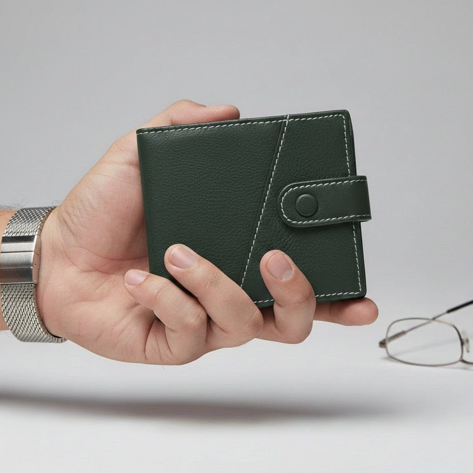 STAN Trovane Mens Leather Wallet Hero Military Green