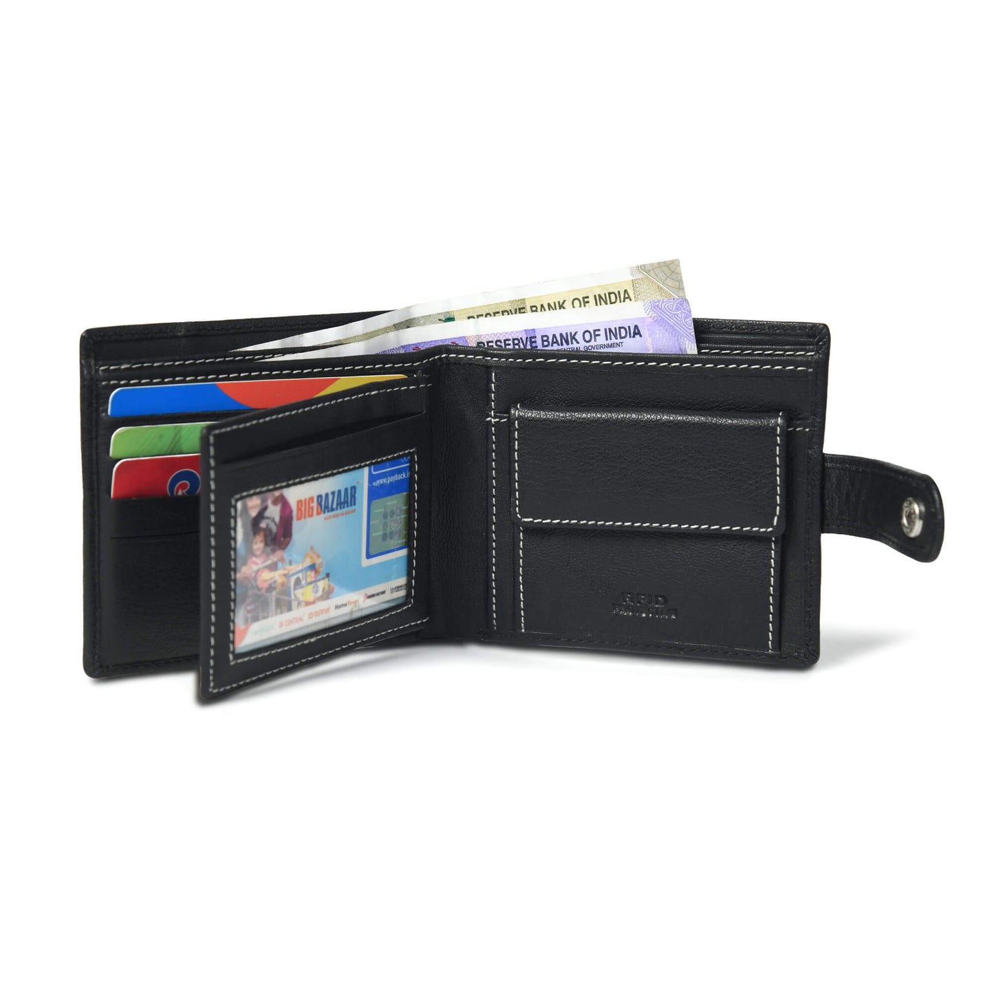 STAN Trovane Mens Leather Wallet Open Black