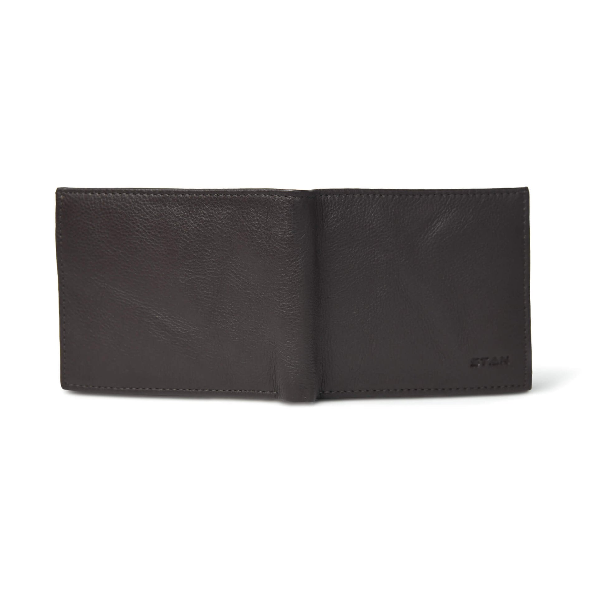 STAN Voltro Mens Slim Leather Wallet Back Charcoal Brown