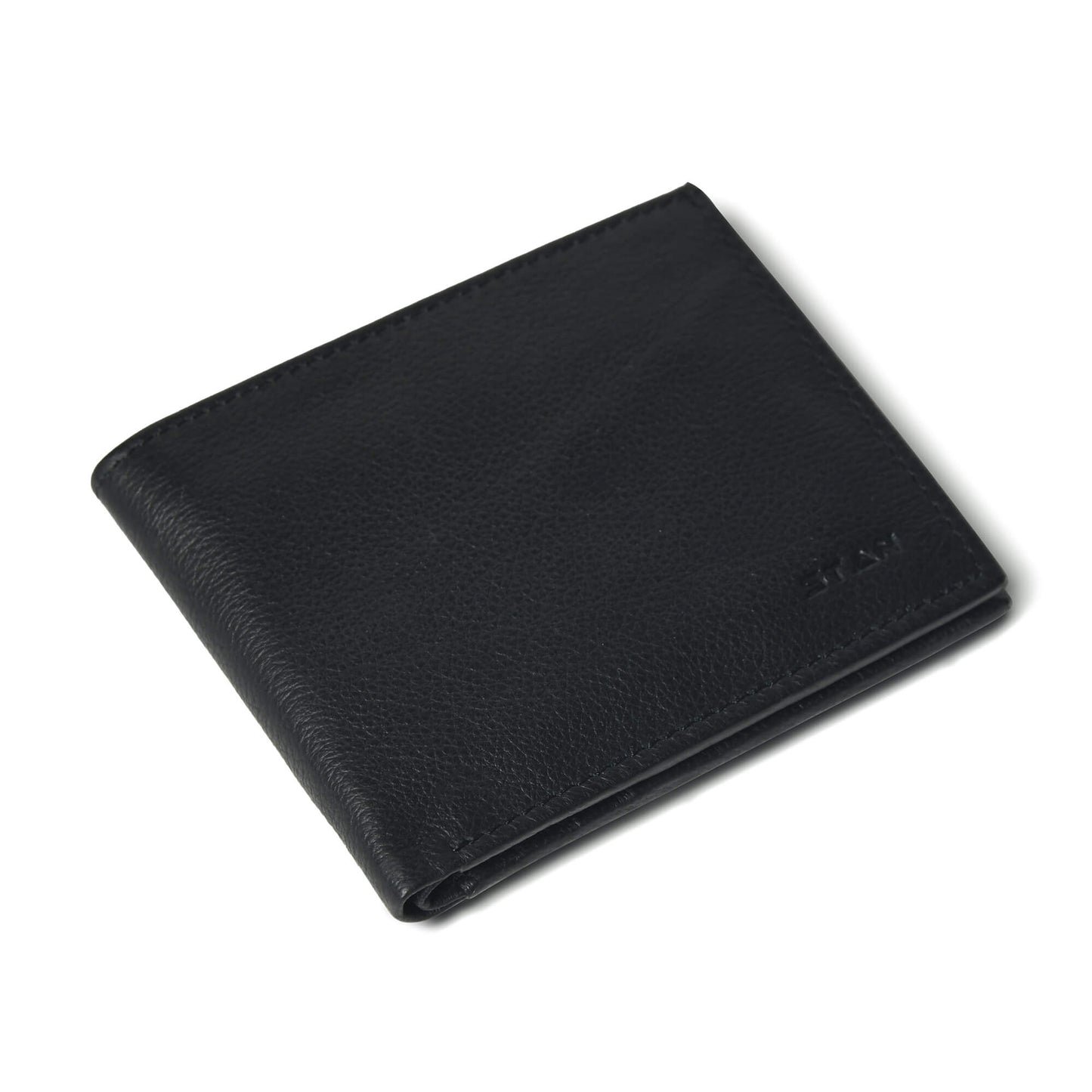 STAN Voltro Mens Slim Leather Wallet Flatlay Black