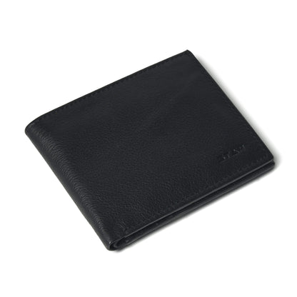 STAN Voltro Mens Slim Leather Wallet Flatlay Black