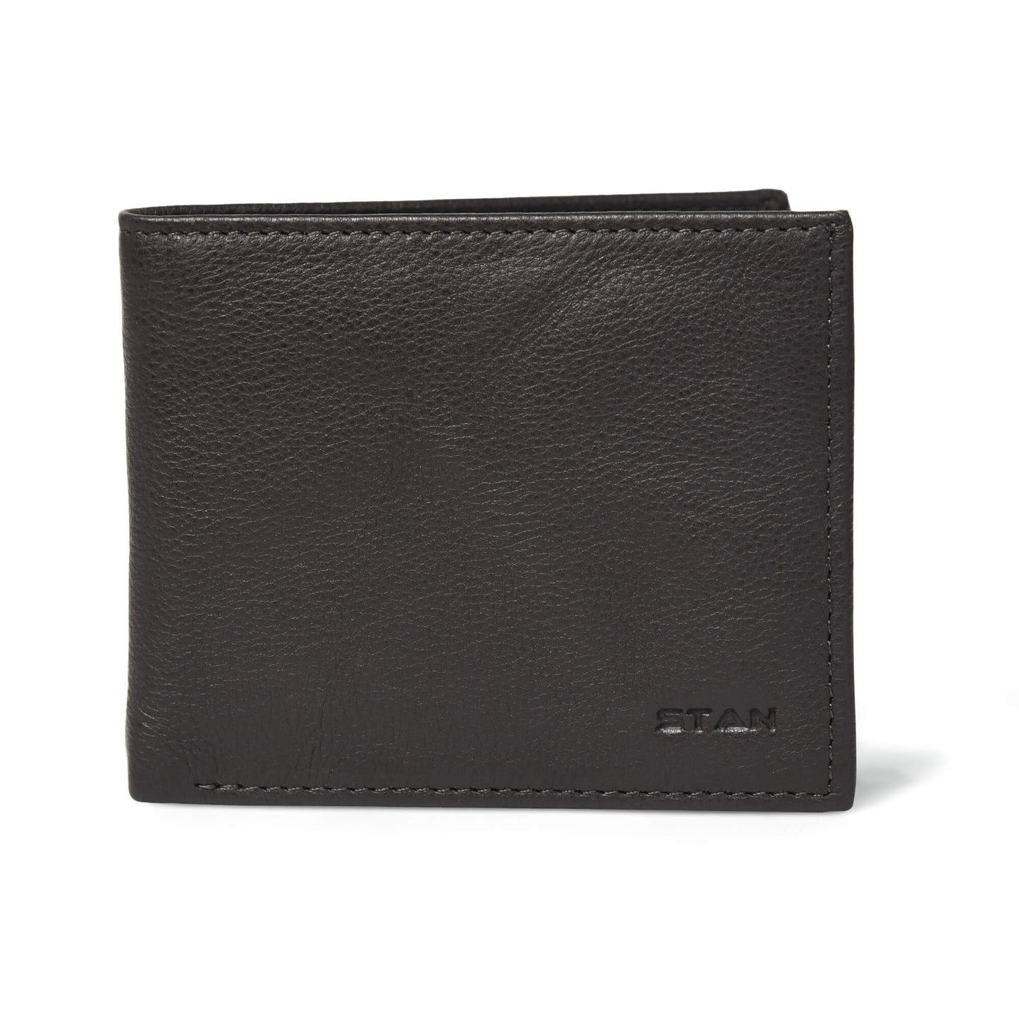 STAN Voltro Mens Slim Leather Wallet Main Charcoal Brown