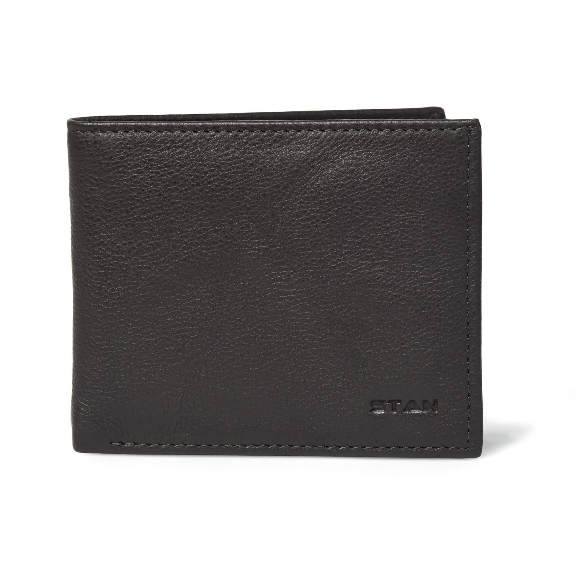STAN Voltro Mens Slim Leather Wallet Main Charcoal Brown