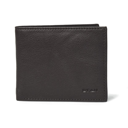 STAN Voltro Mens Slim Leather Wallet Main Charcoal Brown