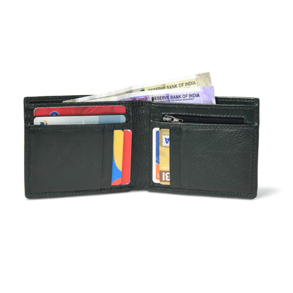 STAN Voltro Mens Slim Leather Wallet Open Cash Military Green