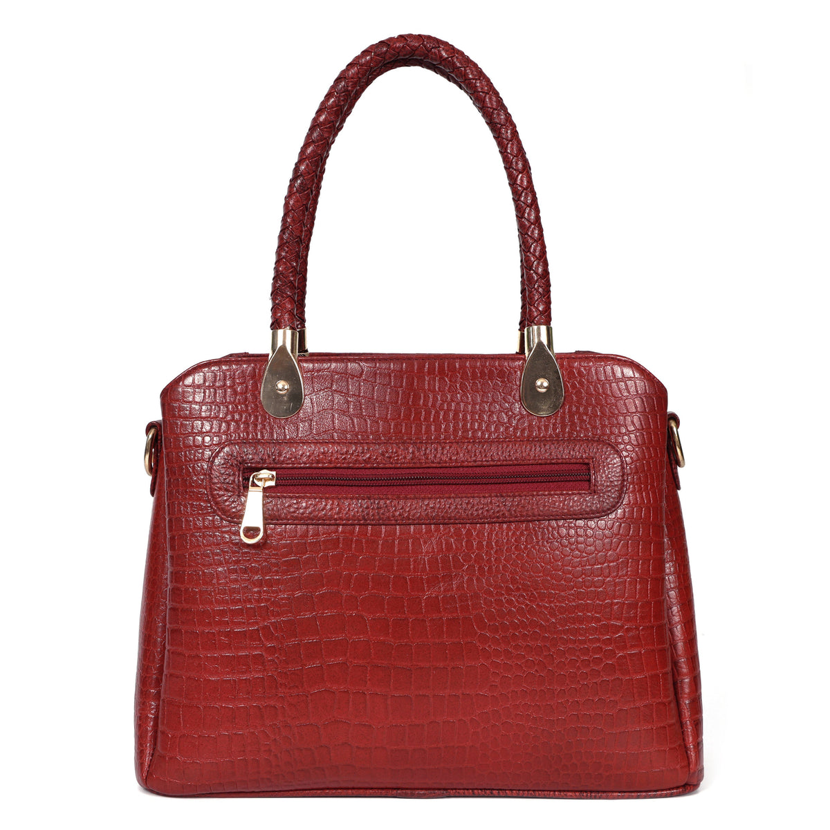 Savina Croco-Pebble Leather Handbag Bag Back Brick Red