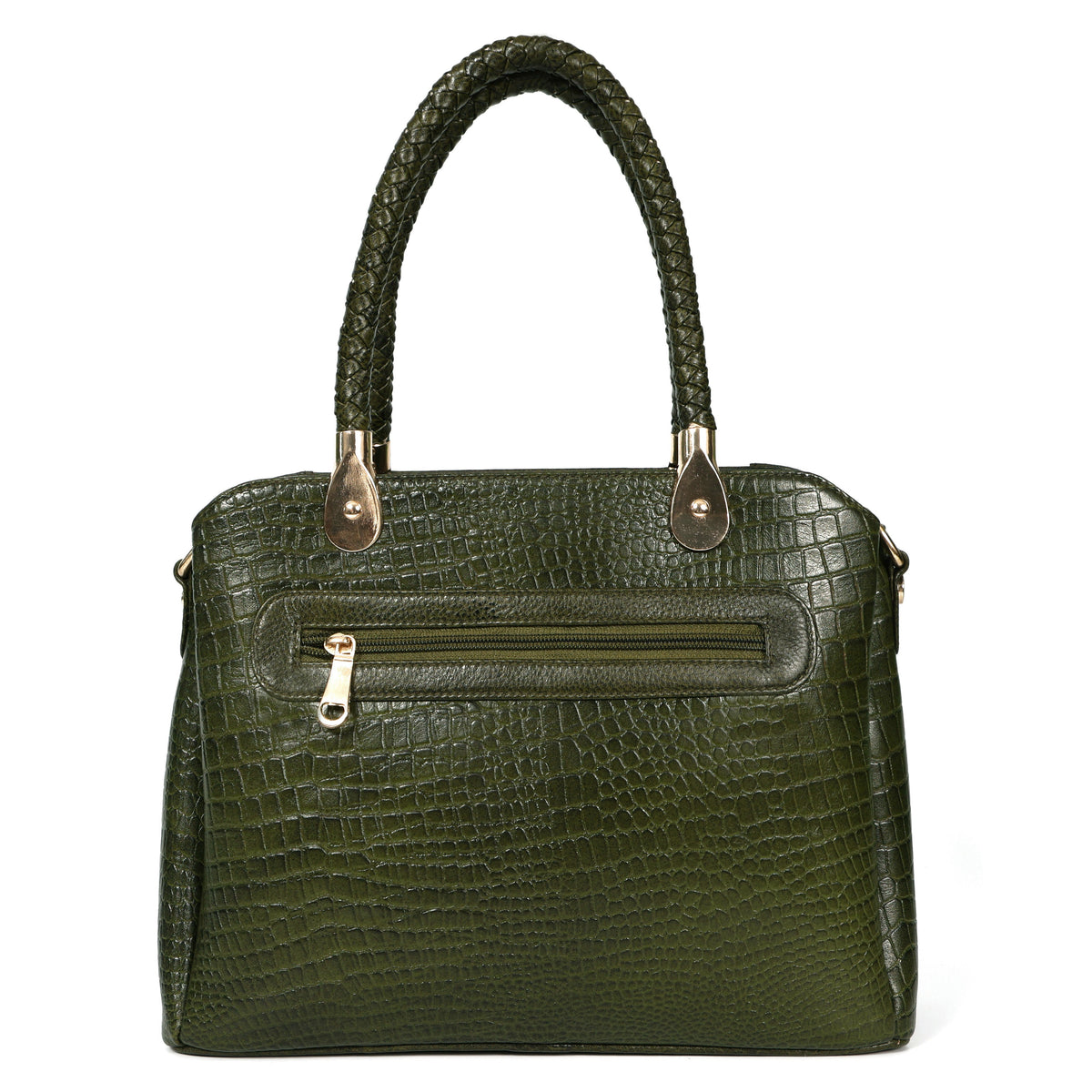 Savina Croco-Pebble Leather Handbag Bag Back Camouflage Green