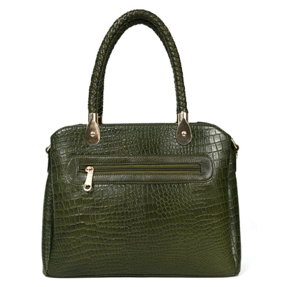 Savina Croco-Pebble Leather Handbag Bag Back Camouflage Green