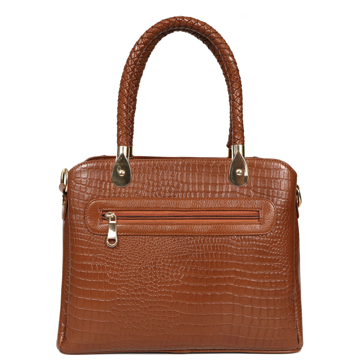 Savina Croco-Pebble Leather Handbag Bag Back Chestnut Brown